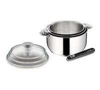 Lagostina Casseroles Salvaspazio+ 3 pièces 16/18/20 cm Inox avec couvercles et 1 poignée