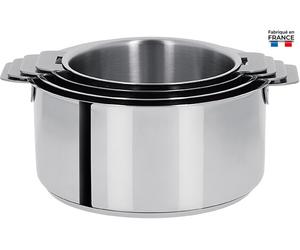 Série de 4 casseroles de 14 à 20 cm inox Mutine amovible sans poignée