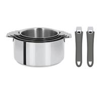 Série de 4 casseroles Mutine amovibles 14 à 20 cm + 2 poignées grises