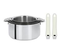 Série de 4 casseroles Mutine amovibles 14 à 20 cm + 2 poignées blanches