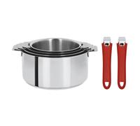 Cristel - Série de 4 casseroles Mutine amovibles Ø14 - Ø16 - Ø18 - Ø20 cm + 2 poignées amovibles Framboise - Cristel