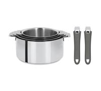 Série de 4 casseroles Mutine amovibles 14 à 20 cm + 2 poignées grises