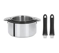 Série de 4 casseroles Mutine + 2 poignées amovibles - Couleur de la poignée: Noire