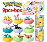 Série de figurines Anime Pokémon Eevee en position de sommeil, boîte mystère, Sylveon, Umbreon, Flareon, jouet en PVC, décoration de bureau, modèle, cadeau de Noël random-3pcs-box