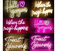 Série de lettres lumineuses au néon - "Bonjour belle", "Où les miracles se produisent", "Sentez-vous comme chez vous", Décoration de chambre convenant à la chambre à coucher, au salon, à la pâtisserie