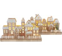 Série de maisons LED de Noël en bois Ville d'hiver Village d'hiver Paysage de Noël Paysage de Noël Décoration de Noël Scène de Noël 30x8x16,5cm