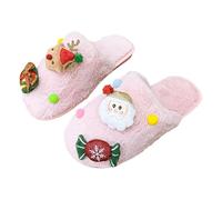 Série de Noël des femmes Plush Slippers Winter Toe Covering Warm Slippers Indoor Soft Soled Cotton Été Or (40)