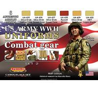 Série de peintures camouflages LifeColor CS18 WWII US ARMY UNIFORMS SET2 Combat Gear