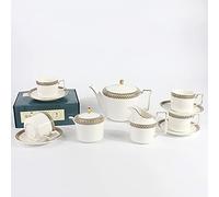 Série de services à thé en porcelaine 11 pièces, service café motif Vintage doré, Service for adultes