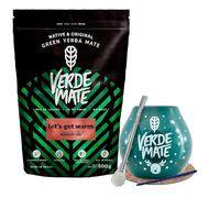 Série d'hiver de yerba maté Verde Mate avec accessoires | Verde Mate Green Let's Get Warm | Calebasse, bombilla et accessoires | yerba maté brésilien | Caféine naturelle | 500g | 0,5kg