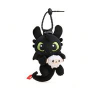 Série Dragon Tamer officiellement autorisée - Mignon Toothless 13 cm de haut Porte-clés et crochet de sac à dos en peluche suspendu, figurine assise en jouet doux, cadeau d'anniversaire pour les amis 