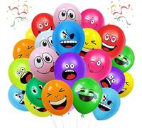 Série Émotion Ballons Latex - 100 Ballons 12 Pouces Smiley Fête, Emoticones Amusant, Visage Souriant, Enfant Anniversaire Cérémonie