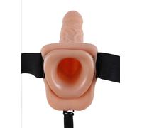 Série Fantaisie Fétiche 9 Pouces Vibrant Hollow Strap-On Avec Boules - Chair