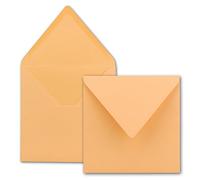 Série FarbenFroh Lot de 25 enveloppes carrées, abricot, 15,5 x 15,5 cm, sans fenêtre, à collage humide, 110 g/m², pour cartes d'invitation au mariage, anniversaire et plus