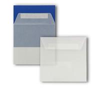 Série FarbenFroh Lot de 50 enveloppes carrées, sans fenêtre, blanc transparent, 15,5 x 15,5 cm, fermeture adhésive, pour cartes de mariage, cartes d'invitation et plus