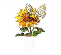 Série Fleurs et animaux 2D en acrylique pour pots de fleurs d'extérieur Décoration Rnj500 (B, 7 x 10 x 1 cm)