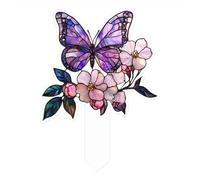 Série Fleurs et animaux 2D en acrylique pour pots de fleurs d'extérieur Décoration Rnj500 (D, 7 x 10 x 1 cm)