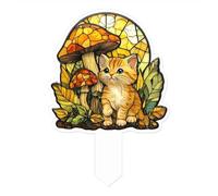 Série Fleurs et animaux 2D en acrylique pour pots de fleurs d'extérieur Décoration Rnj500 (E, 7 x 10 x 1 cm)