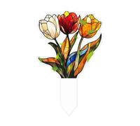 Série Fleurs et animaux 2D en acrylique pour pots de fleurs d'extérieur Décoration Rnj501 (A, 7 x 10 x 1 cm)