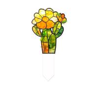 Série Fleurs et animaux 2D en acrylique pour pots de fleurs d'extérieur Décoration Rnj501 (C, 7 x 10 x 1 cm)