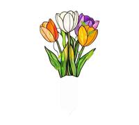 Série Fleurs et animaux 2D en acrylique pour pots de fleurs d'extérieur Décoration Rnj501 (D, 7 x 10 x 1 cm)