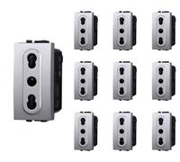 Série Fruits Prises Commutateurs Boutons Gris, Interrupteur Poussoir Cache Interrupteur, Compatible avec Bticino Living Light Gris (10 pcs Sortie Bipasso)