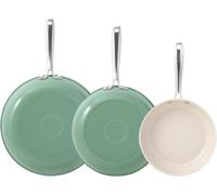 Série II en aluminium Gemstone Redchef, 3 pièces, extérieur vert, intérieur marron 20 / 24 / 28cm