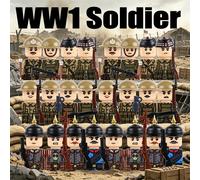 Série militaire MOC, figurines de soldats prussiens et britanniques de la Première Guerre mondiale, blocs de construction, infanterie, guerrier, accessoires de sac à dos, briques, jouets B35-39-2-4PCS