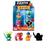 Série PIRATIX L’île aux Requins - Pack 4 (Pack 1/6) - Comprend 4 Figurines Piratix (Dont 1 à Effet Cristal et 1 Surprise) et 4 Accessoires