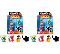 Série PIRATIX L’île aux Requins - Pack 4 (Pack 1/6) - Comprend 4 Figurines Piratix (Dont 1 à Effet Cristal et 1 Surprise) et 4 Accessoires (Lot de 2)