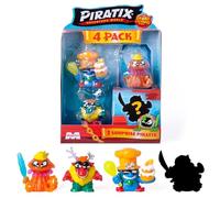 Série PIRATIX L’île aux Requins - Pack 4 (Pack 2/6) - Comprend 4 Figurines Piratix (Dont 1 à Effet Cristal et 1 Surprise) et 4 Accessoires à Effet Cristal.