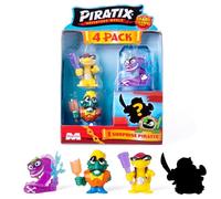 PIRATIX ADVENTURE WORLD Série Shark Treasure, Lot de 4, Contient 4 Piratix, 1 « Cristal » et 1 Surprise et 4 Accessoires « Cristal », Lot de 5 de 6