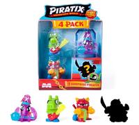 Série PIRATIX L’île aux Requins - Pack 4 (Pack 6/6) - Comprend 4 Figurines Piratix (Dont 1 à Effet Cristal et 1 Surprise) et 4 Accessoires à Effet Cristal.