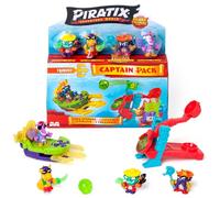 Série PIRATIX L’île aux Requins-Pack Capitaine Goldstar (Pack 2/6).Comprend 4 Piratix (Dont Capitaine doré),4 Accessoires à Effet Cristal,Sea Speeder,catapulte, 2 Drapeaux et 2 trésors à Effet Cristal