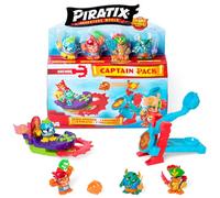 Série PIRATIX L’île aux Requins-Pack Capitaine Rooster (Pack 5/6).Comprend 4 Piratix (Dont Capitaine doré),4 Accessoires à Effet Cristal,Sea Speeder,catapulte, 2 Drapeaux et 2 trésors