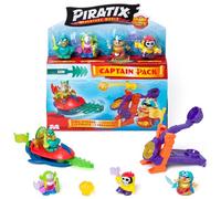 Série PIRATIX L’île aux Requins-Pack Capitaine Snowball(Pack 1/6).Comprend 4 Piratix (Dont Capitaine doré),4 Accessoires à Effet Cristal,Sea Speeder,catapulte, 2 Drapeaux et 2 trésors à Effet Cristal