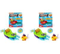 Série PIRATIX L’île aux Requins- Speeder des Mers. Bateau monoplaces Piratix.Contient Speeder des Mers, Piratix,Accessoire Cristal, trésor, Drapeau Exclusif (Lot de 2)