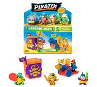 Série PIRATIX Trésor d'or - Pack Capitaine King Roar. Contient 4 Piratix ; 1 capitaine doré et 1 Piratix surprise, 4 accessoires, 1 forteresse, 1 canon, 2 trésors exclusifs et 2 drapeaux. Pack 2 sur 6