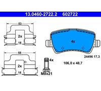 Série Plaquette de Frein 602722 13.0460-2722 Set Comprimés Freins