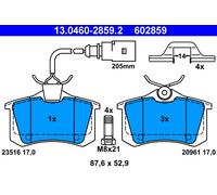 Série Plaquette de Frein 602859 13.0460-2859 Set Comprimés Freins