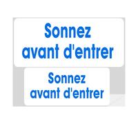 Série Sonnez Avant D'entrer Blanc (9x4cm Et 7x3cm) -Sticker / Autocollant