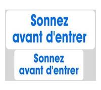 Série sonnez avant d'entrer blanc (9x4cm et 7x3cm) -Sticker / autocollant Blanc