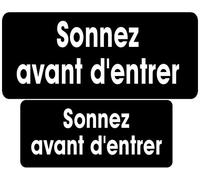 Série sonnez avant d'entrer noir (9x4cm et 7x3cm) -Sticker/autocollant