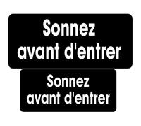 Série Sonnez Avant D'entrer Noir (9x4cm Et 7x3cm) -Sticker / Autocollant