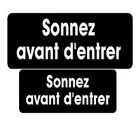 Série sonnez avant d'entrer noir (9x4cm et 7x3cm) -Sticker / autocollant
