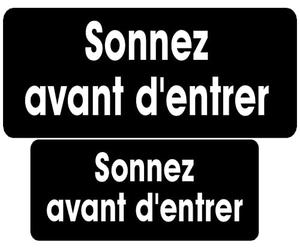 Série sonnez avant d'entrer noir (9x4cm et 7x3cm) -Sticker/autocollant