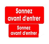 Série Sonnez Avant D'entrer Rouge (9x4cm Et 7x3cm) -Sticker / Autocollant