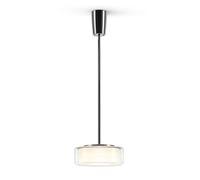 Serien Lighting Curling Suspension Tube L Pendelleuchte, verre clair, réflecteur cylindrique, 3000K