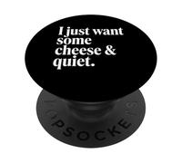 Serif Blanc Minimaliste, Je Veux Juste Un Peu de Fromage et de Calme PopSockets PopGrip Adhésif