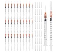 Seringue, 30 Pièces 1ml Seringue, Seringue Alimentaire, 1ml Seringues Avec Aiguille, Plastique Stériles Seringues, 1ml Seringue Plastique, Seringue Dosage en Plastique, Seringues de 1 ml Avec Capuchon